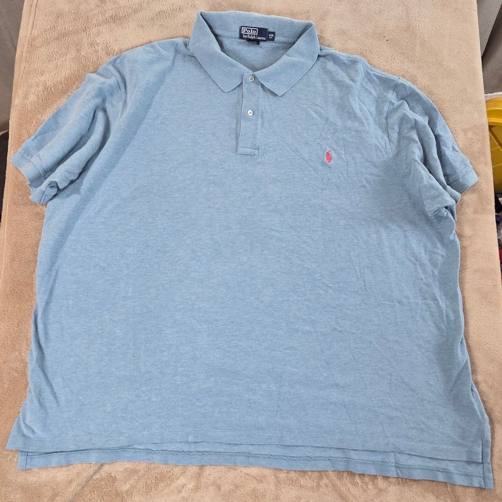 Vintage Polo Ralph‎ Lauren polo shirt Men's 4XB Big light blue short sleeve EUC